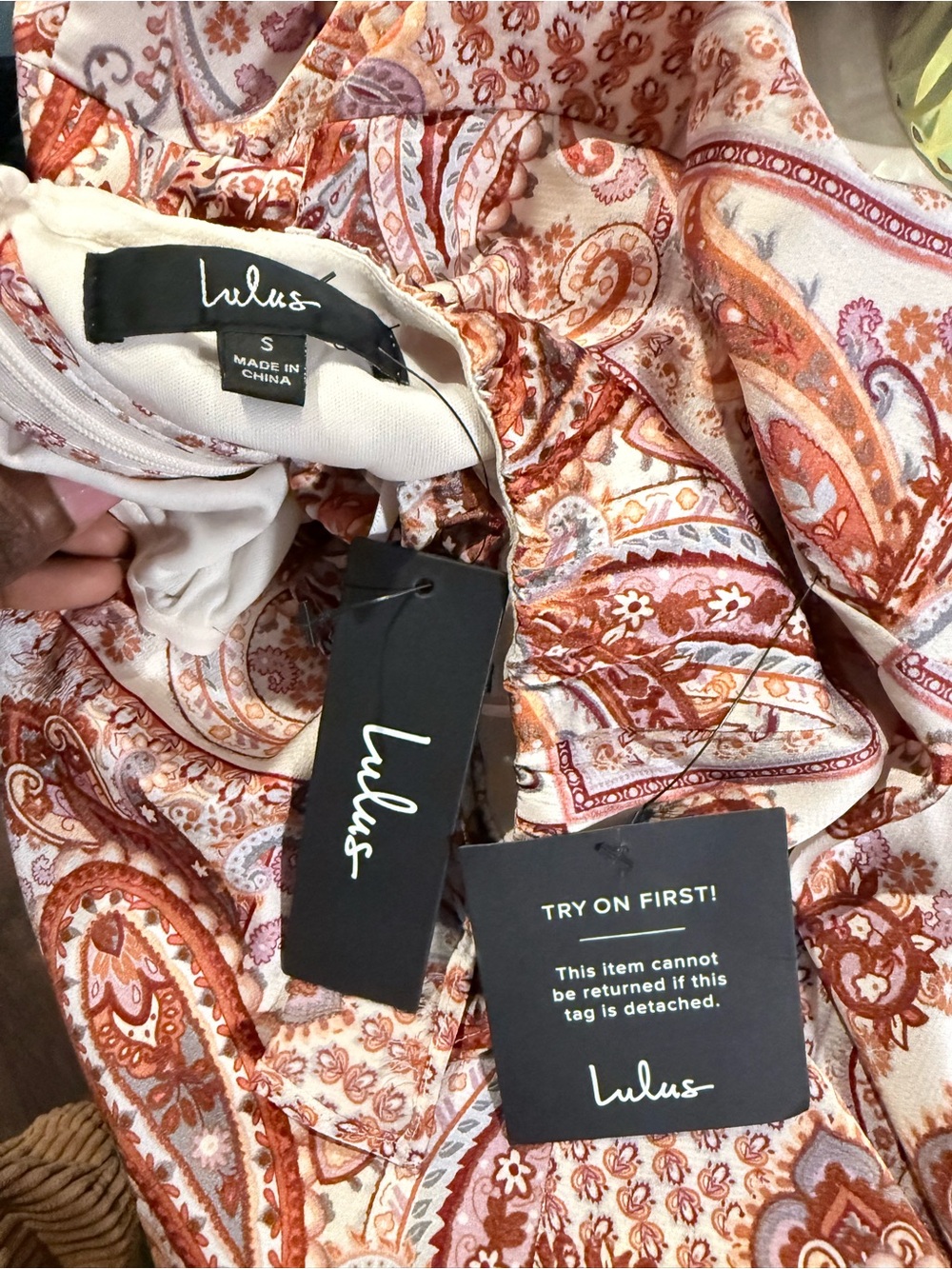 NWT Lulu’s Paisley Strapless Wide Leg Jumpsuit Size S Boho Palazzo Romper - Picture 4 of 9